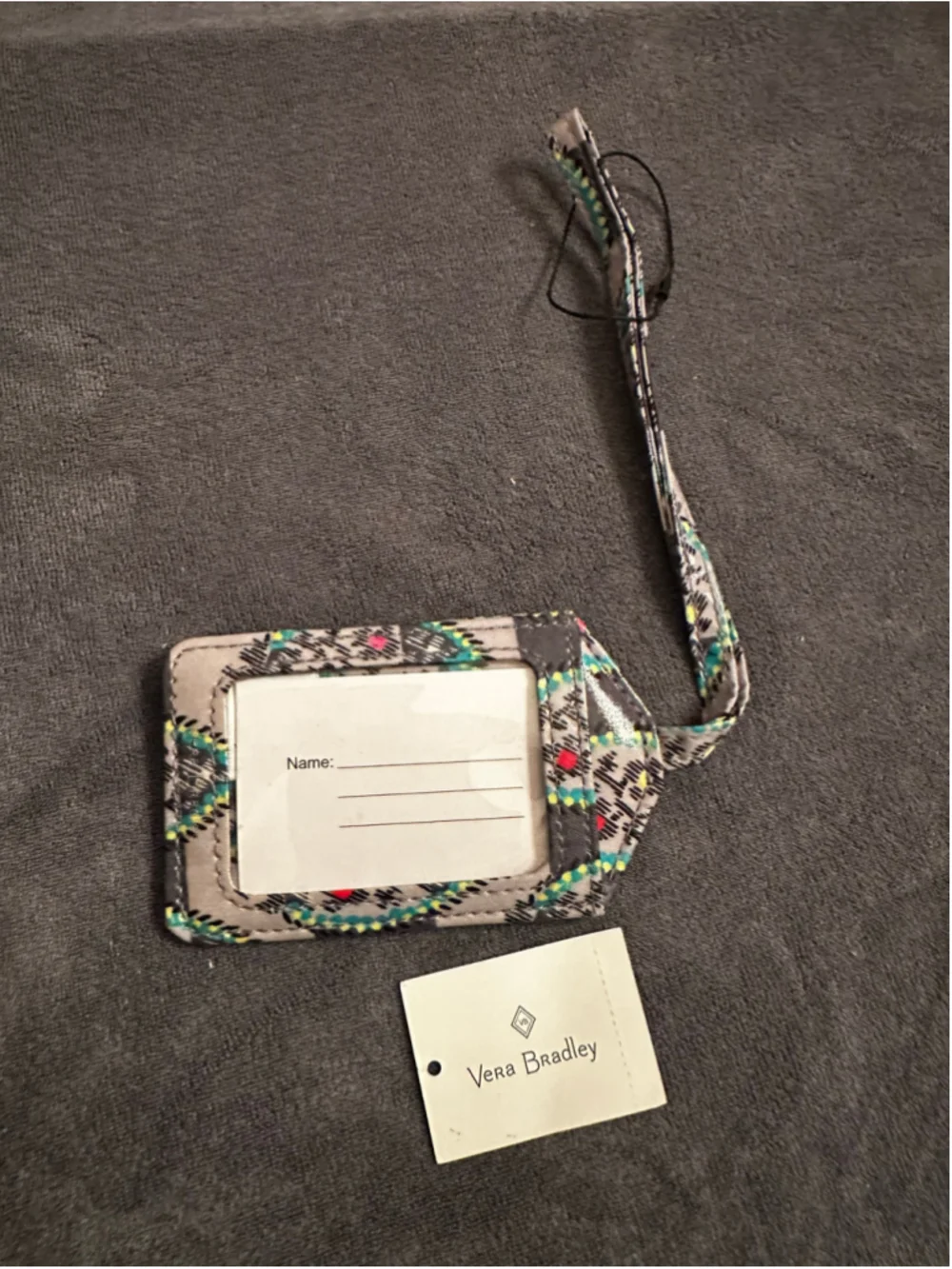 Vera Bradley Grey Multicolor Iconic Luggage Tag